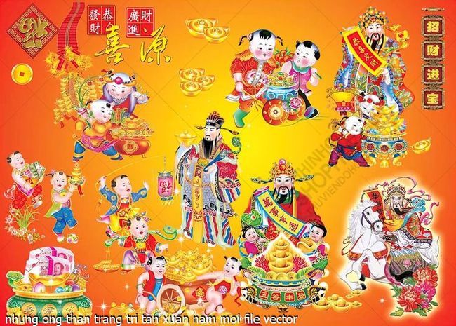 nhung ong than trang tri tan xuan nam moi file vector